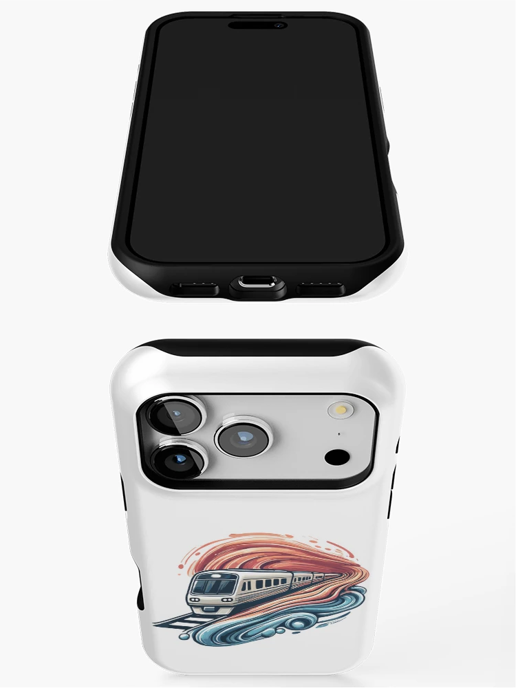 Thumbnail 3 of 4, iPhone Case, Express Train Racing Through Abstract Waves designed and sold by ThreadQuirk.