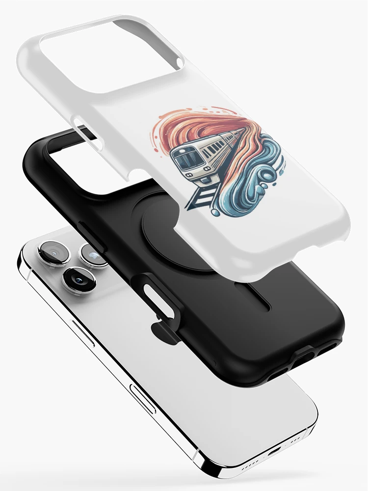 Thumbnail 2 of 4, iPhone Case, Express Train Racing Through Abstract Waves designed and sold by ThreadQuirk.