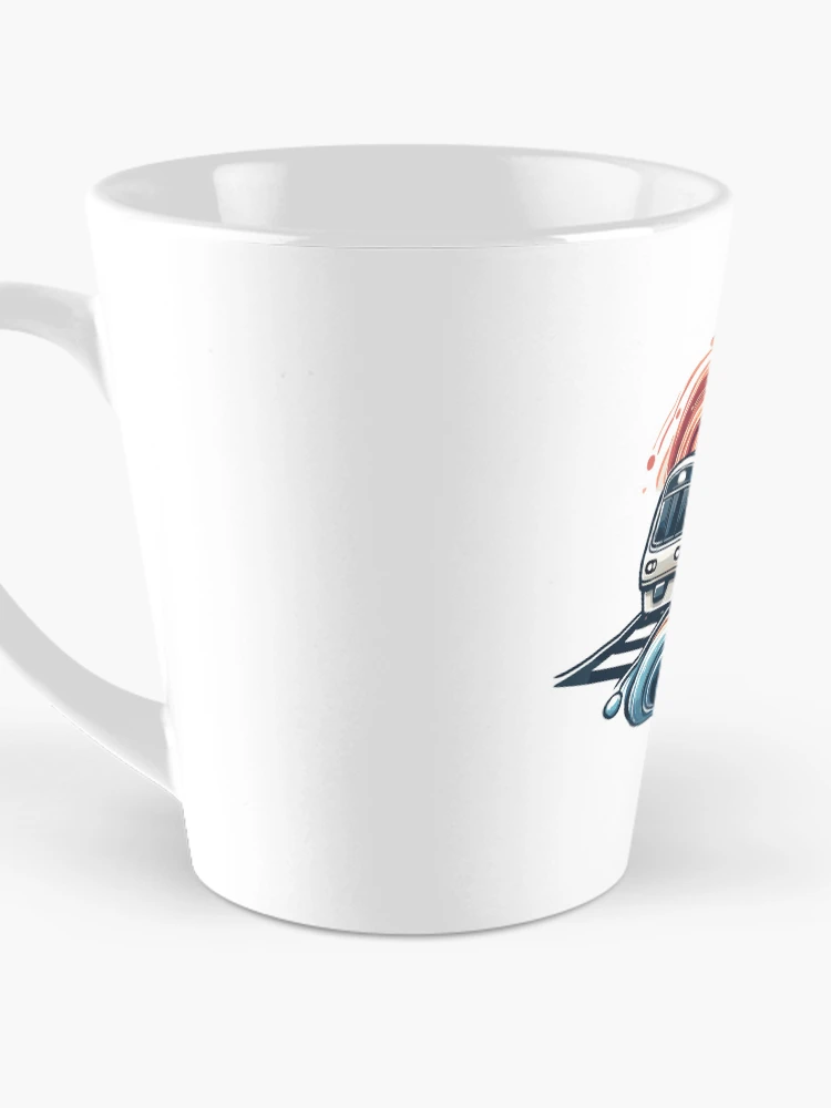 Thumbnail 3 of 4, Coffee Mug, Express Train Racing Through Abstract Waves designed and sold by ThreadQuirk.