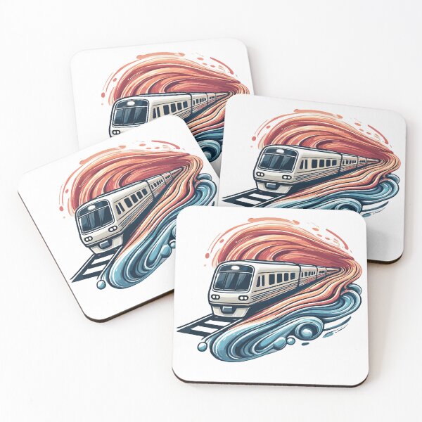 Item preview, Express Train Racing Through Abstract Waves designed and sold by ThreadQuirk.