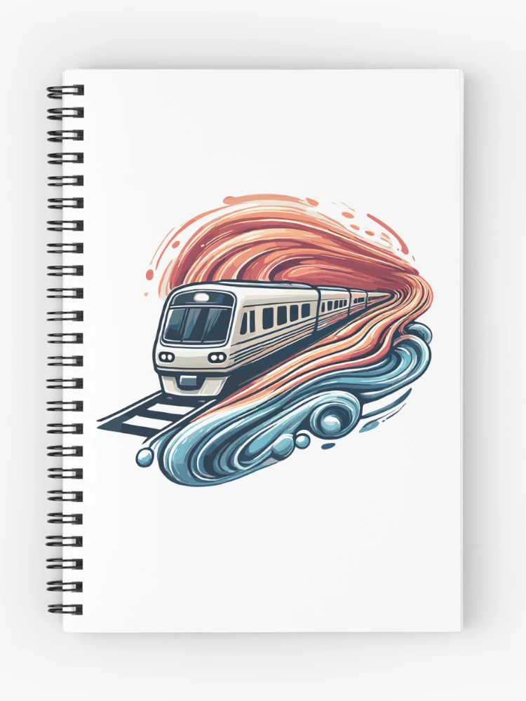 Thumbnail 1 of 3, Journal, Express Train Racing Through Abstract Waves designed and sold by ThreadQuirk.