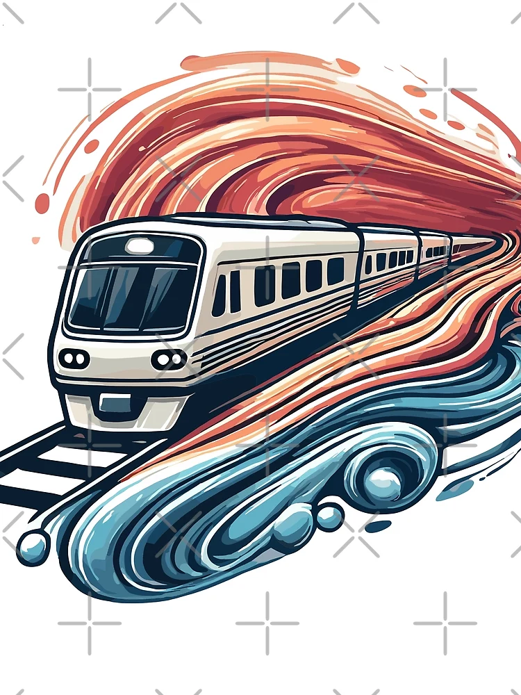 Thumbnail 3 of 3, Scarf, Express Train Racing Through Abstract Waves designed and sold by ThreadQuirk.