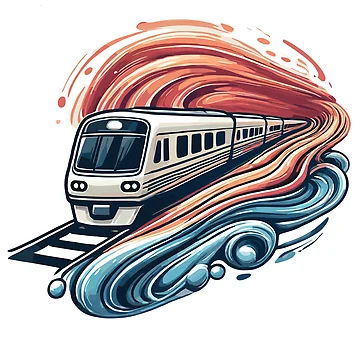 Artwork thumbnail, Express Train Racing Through Abstract Waves by ThreadQuirk