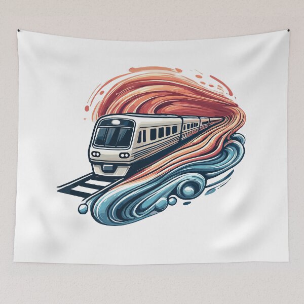 Item preview, Express Train Racing Through Abstract Waves designed and sold by ThreadQuirk.