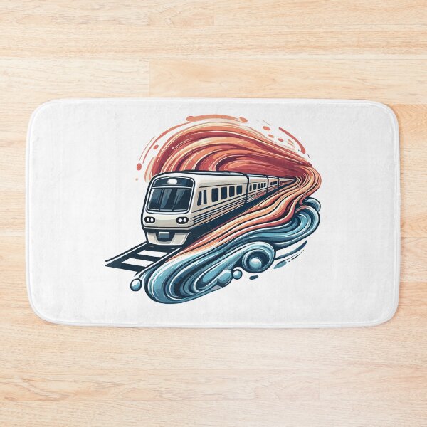 Item preview, Express Train Racing Through Abstract Waves designed and sold by ThreadQuirk.