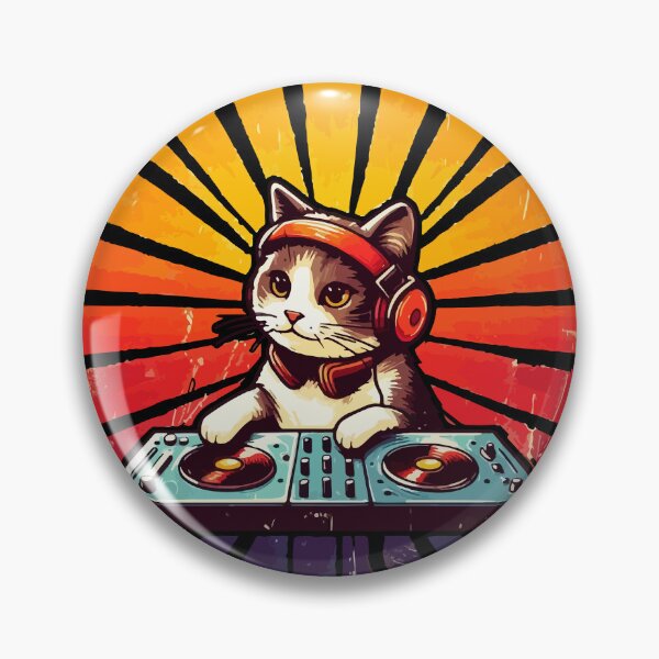 Item preview, Music Cat Funny Deejay House Retro Vintage designed and sold by TomFrontierArt.