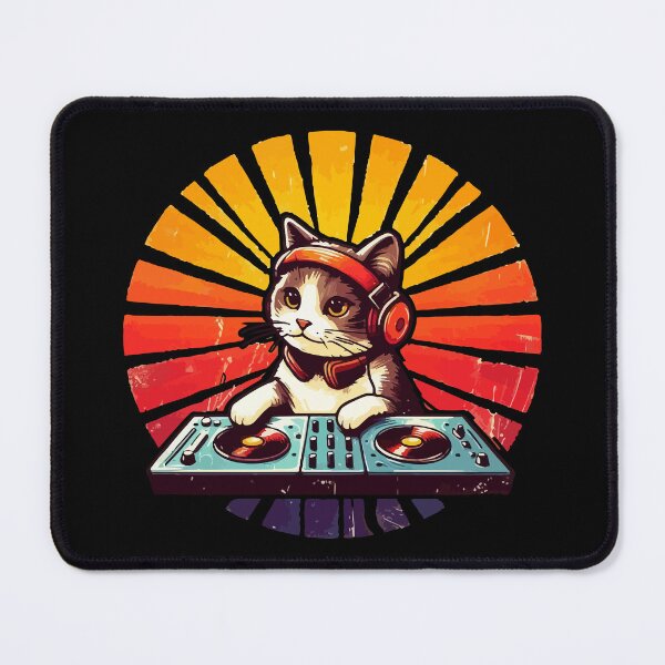 Item preview, Music Cat Funny Deejay House Retro Vintage designed and sold by TomFrontierArt.