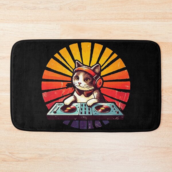 Item preview, Music Cat Funny Deejay House Retro Vintage designed and sold by TomFrontierArt.