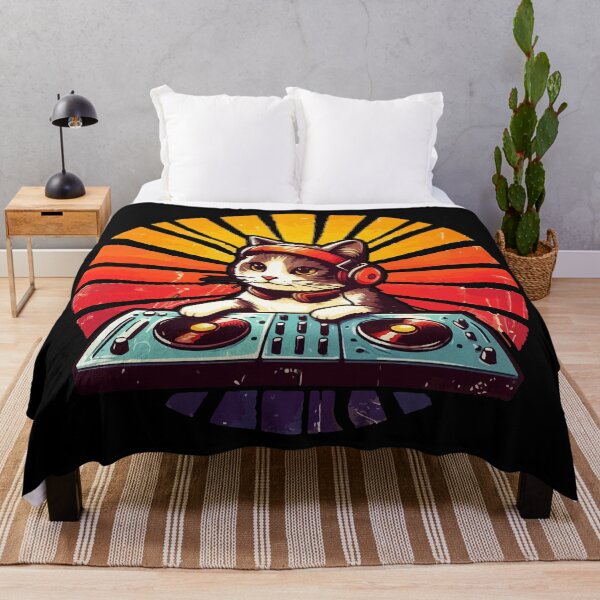 Item preview, Music Cat Funny Deejay House Retro Vintage designed and sold by TomFrontierArt.