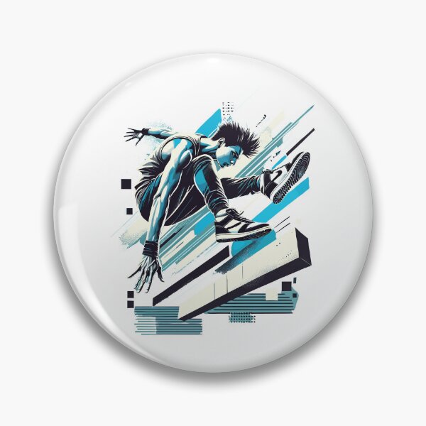 Item preview, Parkour Athlete Mid-Jump with Bold Abstract Lines designed and sold by ThreadQuirk.