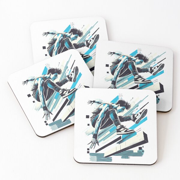 Item preview, Parkour Athlete Mid-Jump with Bold Abstract Lines designed and sold by ThreadQuirk.