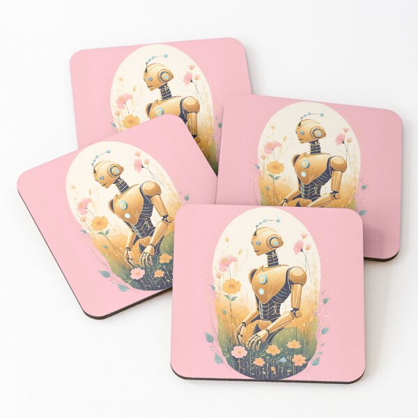 Item preview, Gold Robot Humanoid  Futuristic Android Peaceful Pink  Colors designed and sold by KolorellaS.