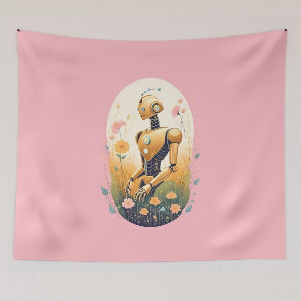 Item preview, Gold Robot Humanoid  Futuristic Android Peaceful Pink  Colors designed and sold by KolorellaS.