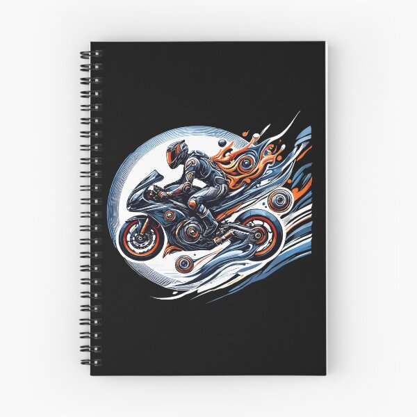 Item preview, Dynamic Motorcyclist in Action with Bold Flame Art designed and sold by ThreadQuirk.