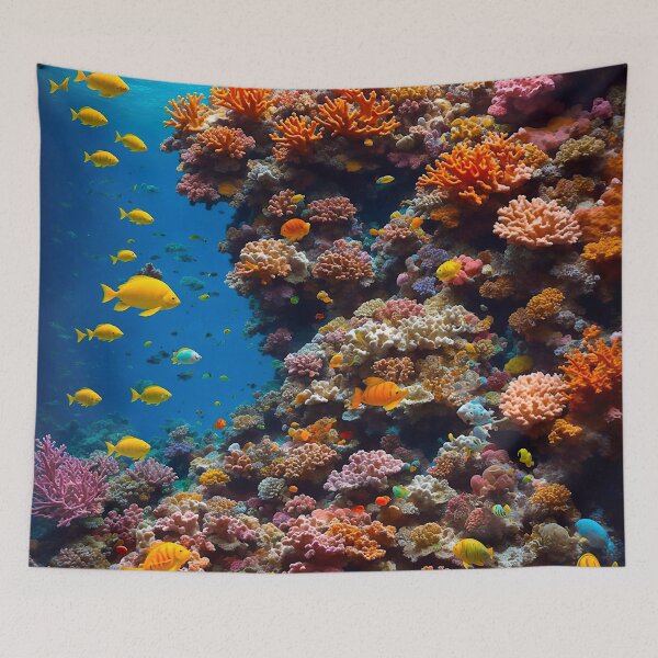 Item preview, Colorful coral reef with colorful fish designed and sold by M-Y-A-R-T-.