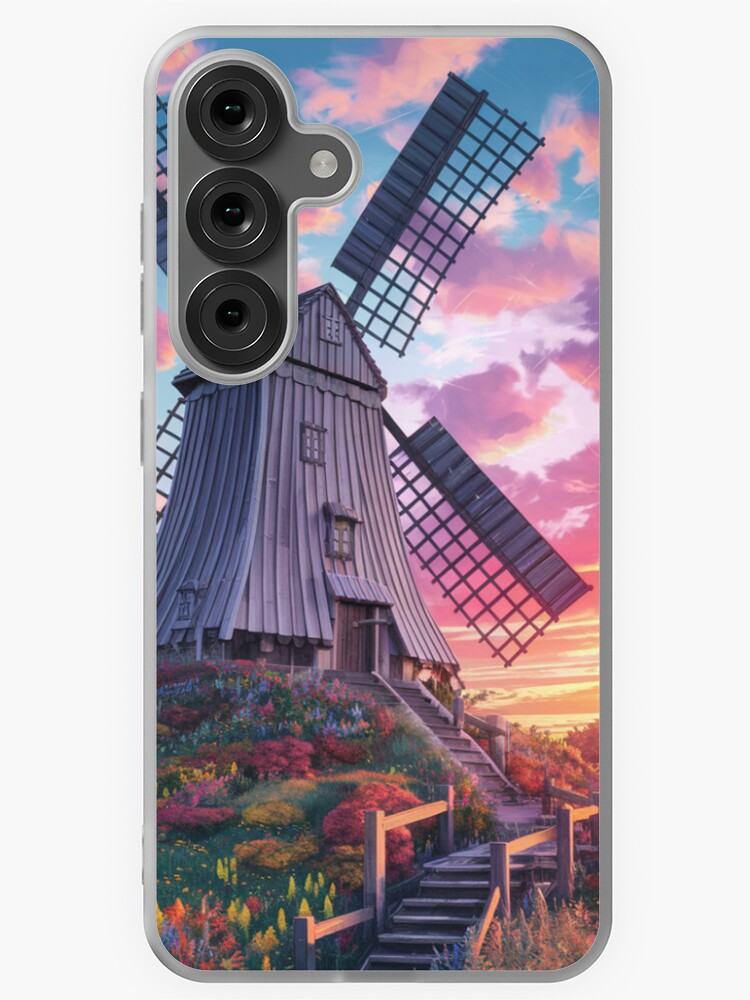 Thumbnail 1 of 4, Samsung Galaxy Phone Case, Windmill At Sunset designed and sold by Patricks-Art.