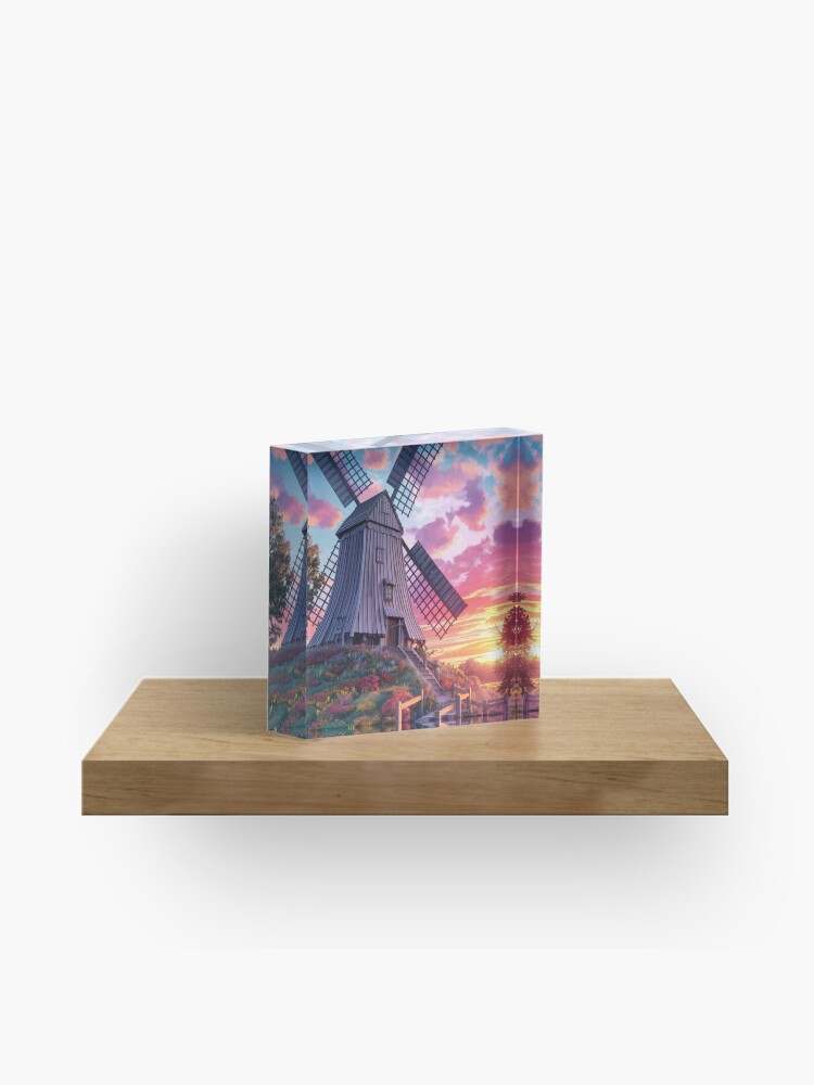 Thumbnail 1 of 5, Acrylic Block, Windmill At Sunset designed and sold by Patricks-Art.