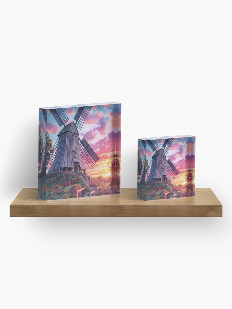 Thumbnail 4 of 5, Acrylic Block, Windmill At Sunset designed and sold by Patricks-Art.