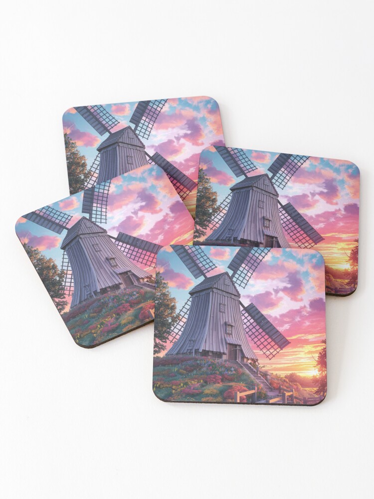 Thumbnail 1 of 5, Coasters (Set of 4), Windmill At Sunset designed and sold by Patricks-Art.