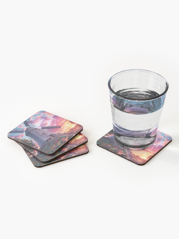 Thumbnail 2 of 5, Coasters (Set of 4), Windmill At Sunset designed and sold by Patricks-Art.