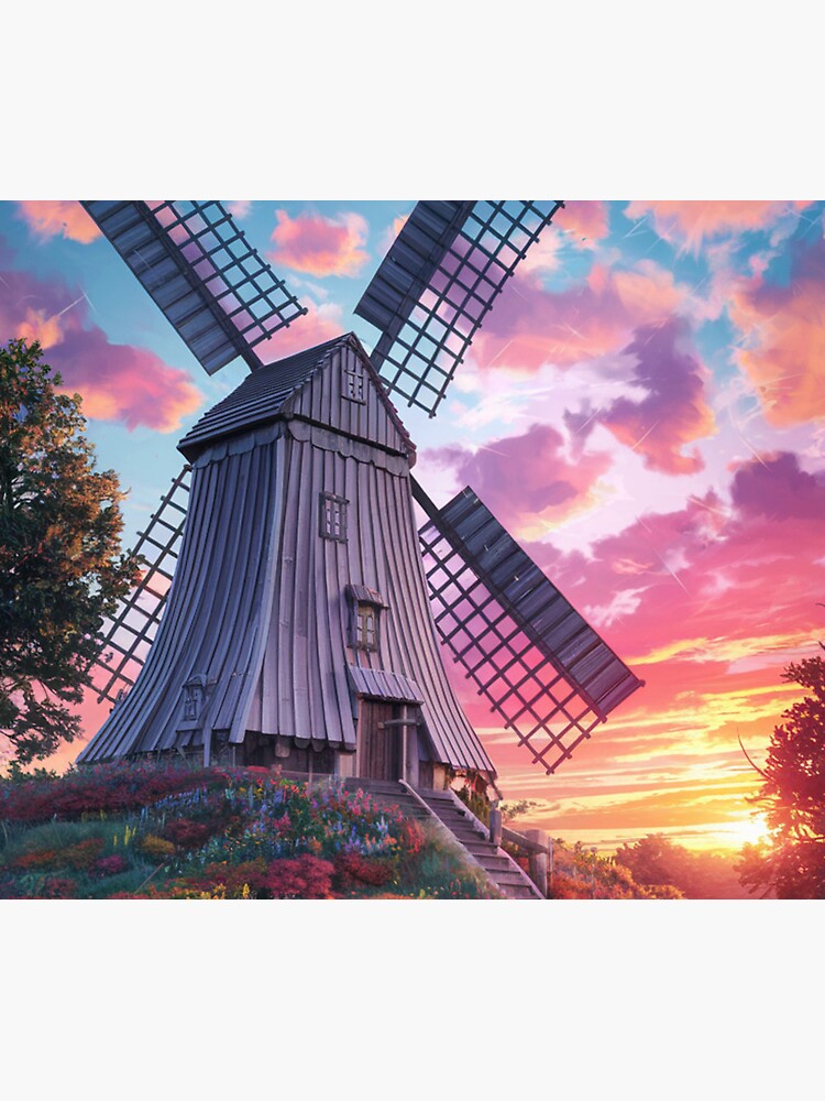 Thumbnail 5 of 5, Mouse Pad, Windmill At Sunset designed and sold by Patricks-Art.