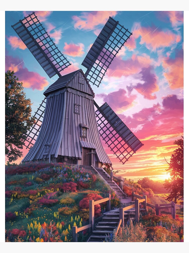 Thumbnail 6 of 6, Apron, Windmill At Sunset designed and sold by Patricks-Art.
