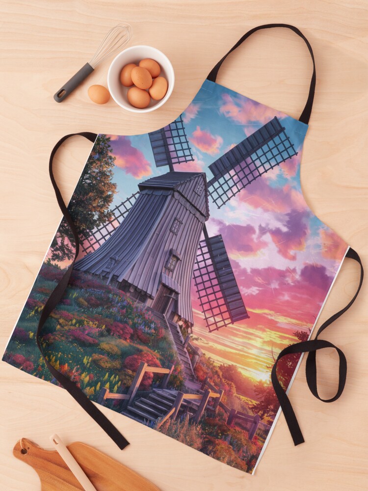 Thumbnail 1 of 6, Apron, Windmill At Sunset designed and sold by Patricks-Art.