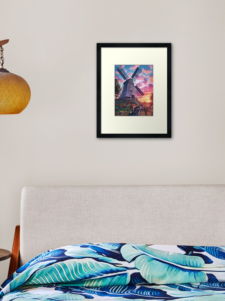 Thumbnail 2 of 7, Framed Art Print, Windmill At Sunset designed and sold by Patricks-Art.
