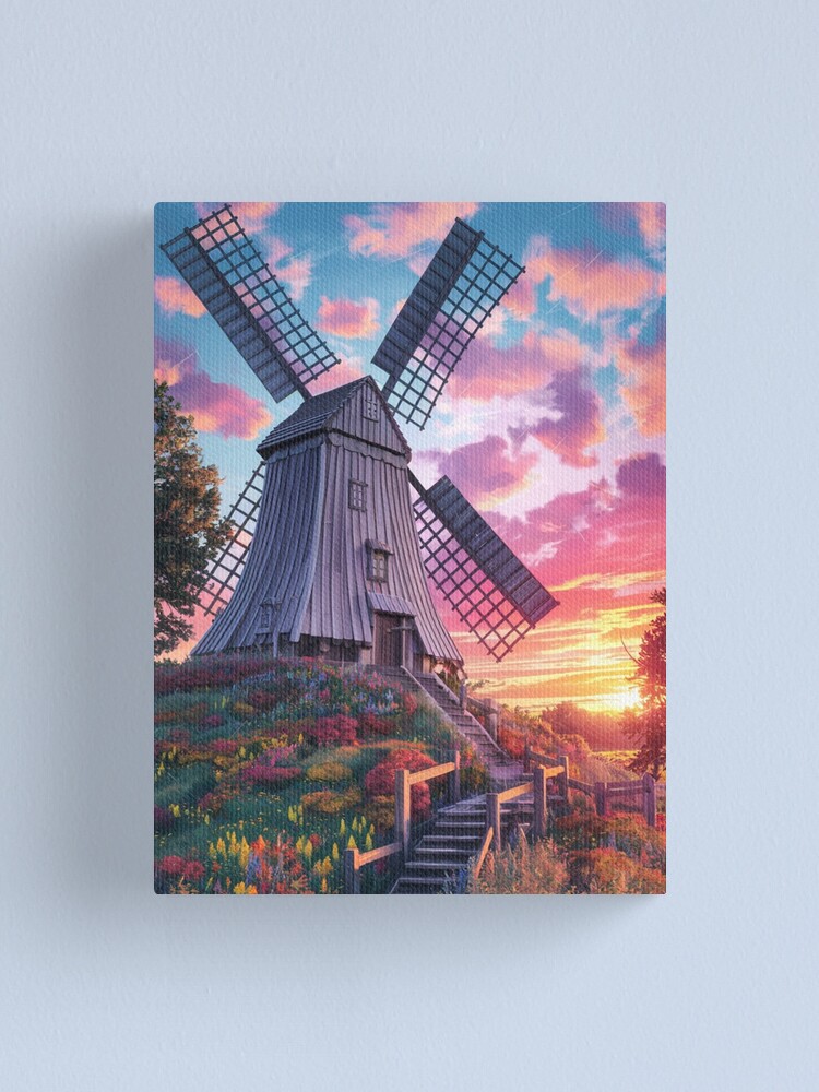 Thumbnail 1 of 3, Canvas Print, Windmill At Sunset designed and sold by Patricks-Art.