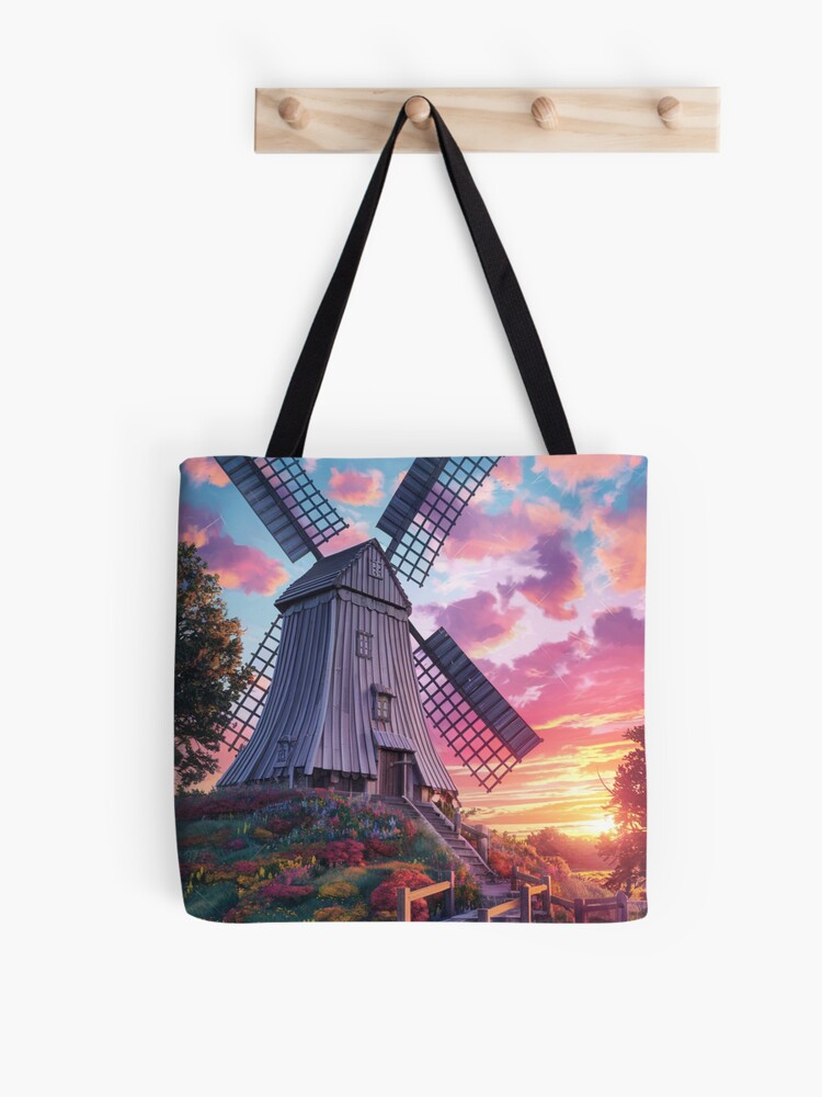 Thumbnail 1 of 2, Tote Bag, Windmill At Sunset designed and sold by Patricks-Art.