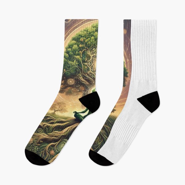 Item preview, Meditation under a mystical tree with magic mushrooms designed and sold by TrippyPsycheArt.