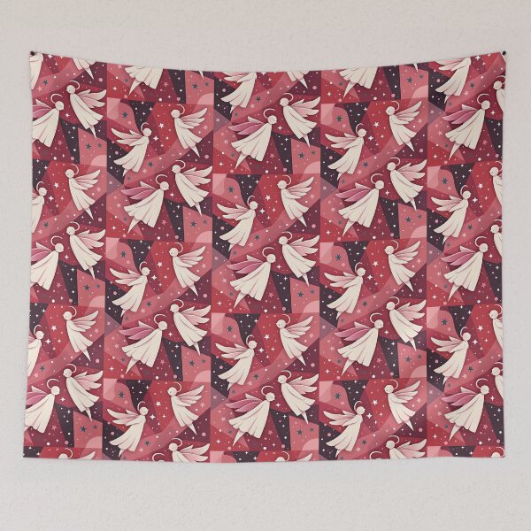 Item preview, Angelic Figures Retro Modern Pink Kitschmas designed and sold by taiche.