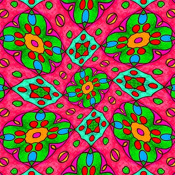 Artwork thumbnail, Unique Abstract Flowers Pattern by Patternflower