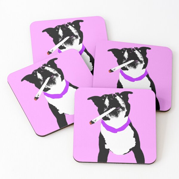 Item preview, Stoner Dog Design in pink - Stoner Staffie Pet Pop Art - Animal Pop Art, Bespoke Options designed and sold by StudioFlea.