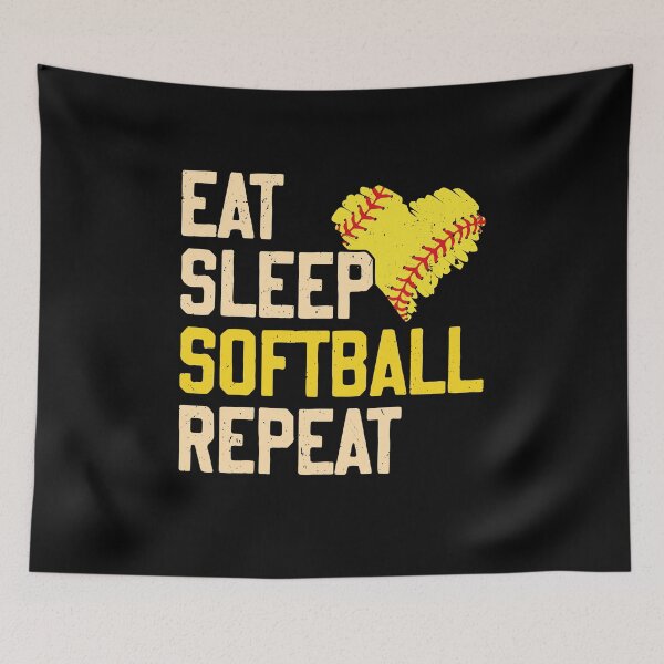 Item preview, Funny Softball Eat Sleep Softball Repeat for Girls Softball designed and sold by Phoebeys.