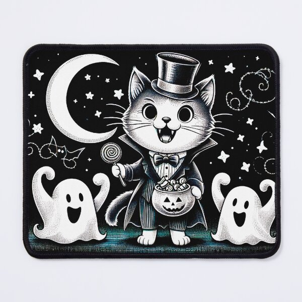 Item preview, Vampire Cat Is Giving Out Halloween Treats To Very Happy Ghosts designed and sold by HappyHavenStu.
