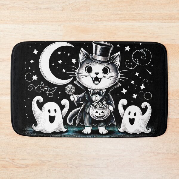 Item preview, Vampire Cat Is Giving Out Halloween Treats To Very Happy Ghosts designed and sold by HappyHavenStu.