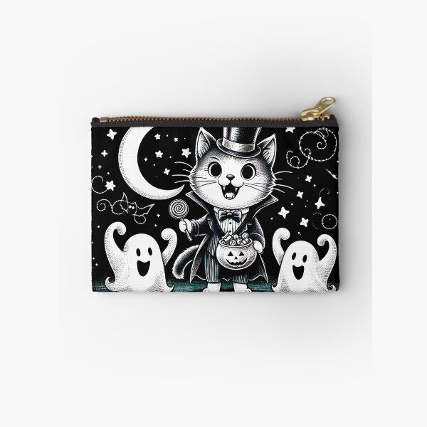 Item preview, Vampire Cat Is Giving Out Halloween Treats To Very Happy Ghosts designed and sold by HappyHavenStu.