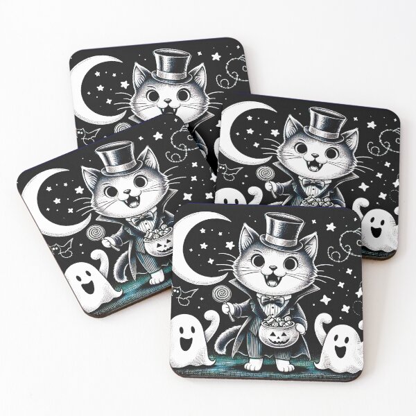 Item preview, Vampire Cat Is Giving Out Halloween Treats To Very Happy Ghosts designed and sold by HappyHavenStu.