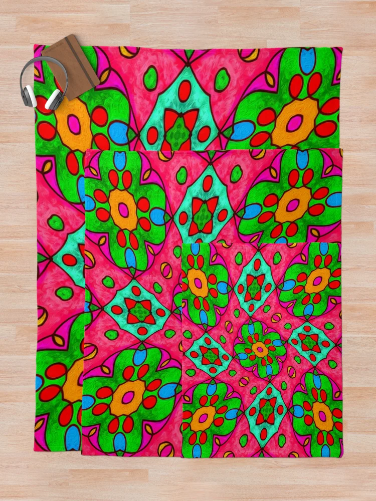 Thumbnail 5 of 6, Throw Blanket, Unique Abstract Flowers Pattern designed and sold by Patternflower.