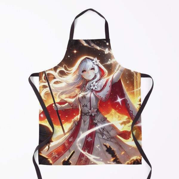 Item preview, Battle-Ready Anime White Mage in Fiery Combat | Dynamic Fantasy Art Print designed and sold by Chocobo Charm Emporium.