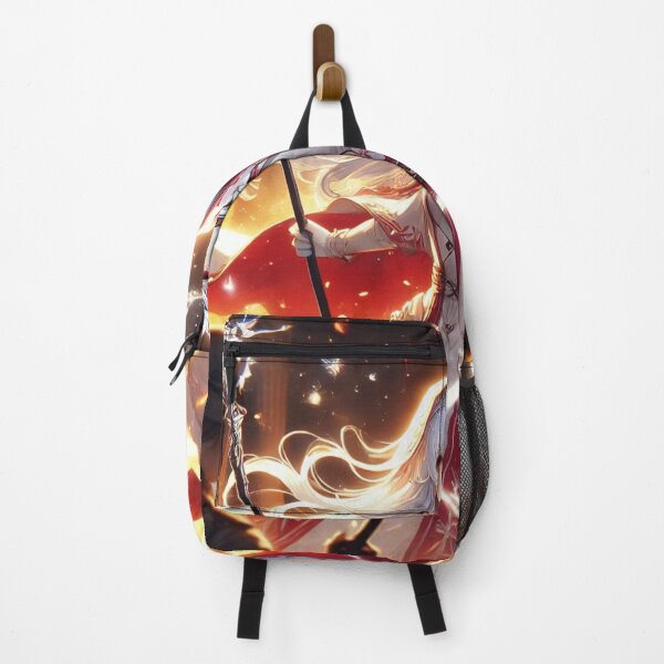Item preview, Battle-Ready Anime White Mage in Fiery Combat | Dynamic Fantasy Art Print designed and sold by Chocobo Charm Emporium.