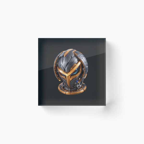 Item preview, Futuristic Black and Gold Helmet, Ideal for High-Tech enthusiasts designed and sold by Indoni.