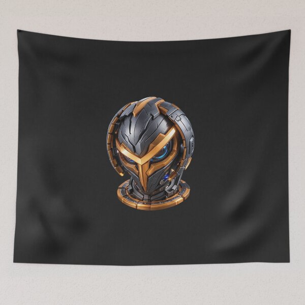 Item preview, Futuristic Black and Gold Helmet, Ideal for High-Tech enthusiasts designed and sold by Indoni.