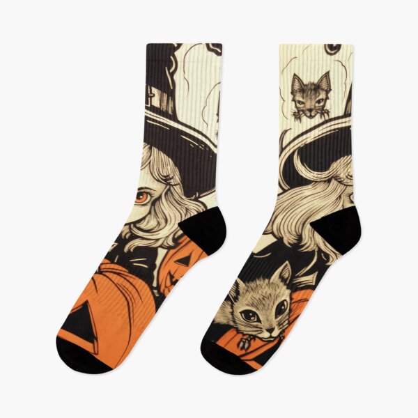 Item preview, Cute Witches, Cats, and Pumpkins in Vintage Style designed and sold by Piotrek0001.