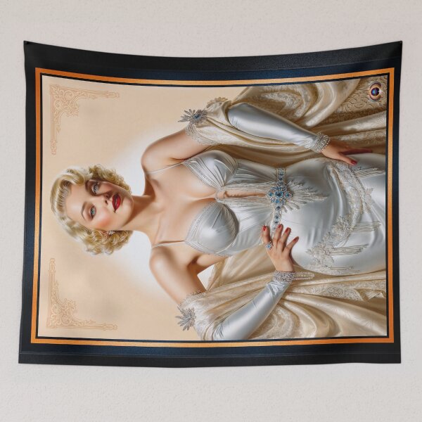 Item preview, Vintage Glamour Hollywood Blonde Beauty In Satin Silver Gown Gorgeous AI Concept Art by Xzendor7 designed and sold by Xzendor7 Digital Art Creations.