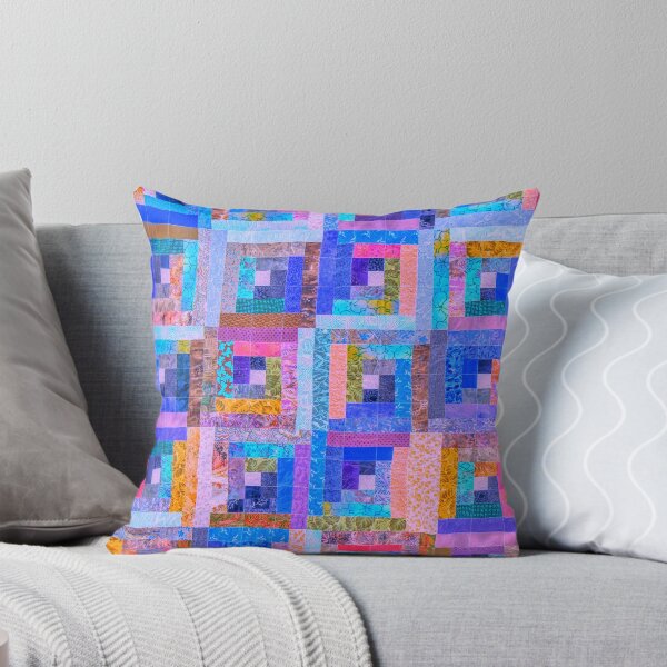 Item preview, DANCE OF PINK AND BLUE IN LOG CABIN QUILT designed and sold by Jean Gregory Evans.