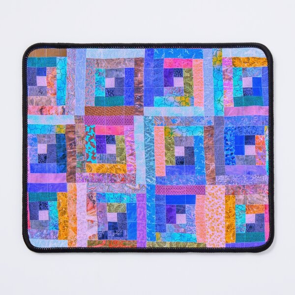 Item preview, DANCE OF PINK AND BLUE  IN LOG CABIN QUILT designed and sold by Jean Gregory Evans.