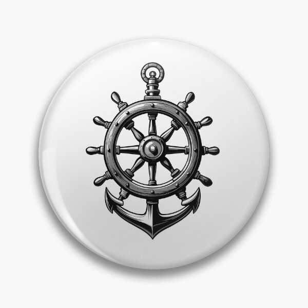 Item preview, Maritime Steering Wheel And Anchor Symbol designed and sold by LuminOrb.