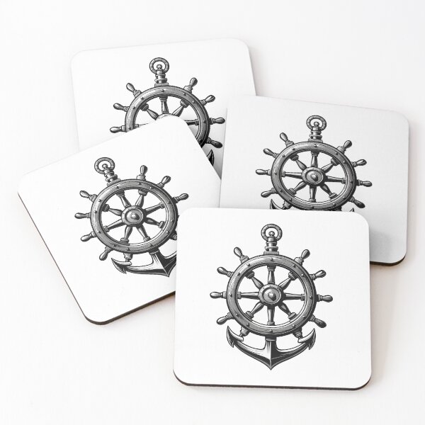 Item preview, Maritime Steering Wheel And Anchor Symbol designed and sold by LuminOrb.